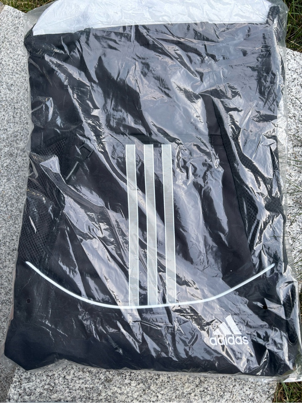 adidas Black drawstring bag with White Three-Stripes